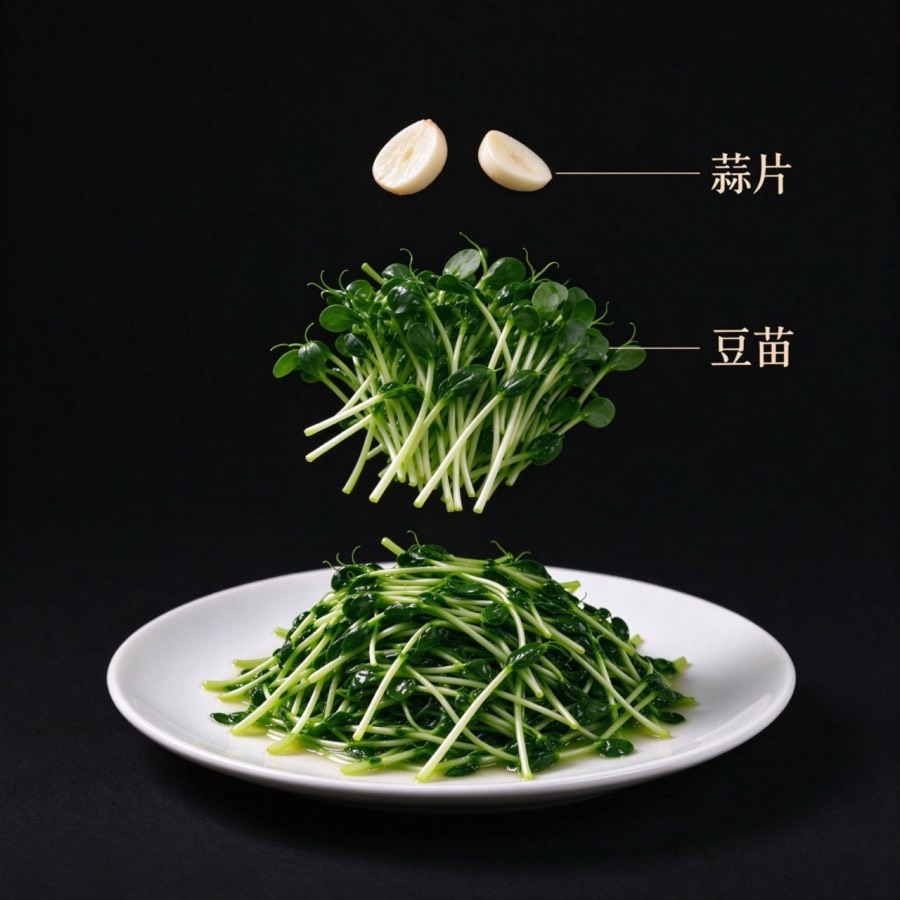 蒜片、豆苗