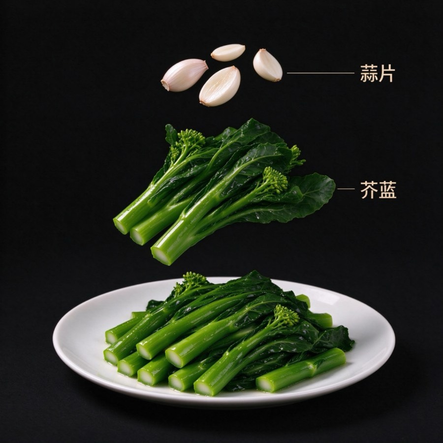 蒜片、芥蓝